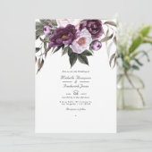 Diepe Fluwelen Bloemencode QR Code RSVP Huwelijk Kaart (Staand voorkant)