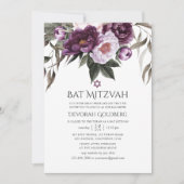 Diepe Fluwelen Bloemige Bat Mitzvah Kaart (Voorkant)