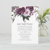 Diepe Fluwelen Bloemige Bat Mitzvah Kaart (Staand voorkant)
