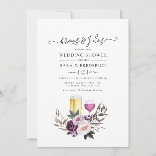 Diepe Fluwelen Bloemige Brouwsels Voor de Huwelijk Kaart (Voorkant)