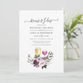 Diepe Fluwelen Bloemige Brouwsels Voor de Huwelijk Kaart (Staand voorkant)