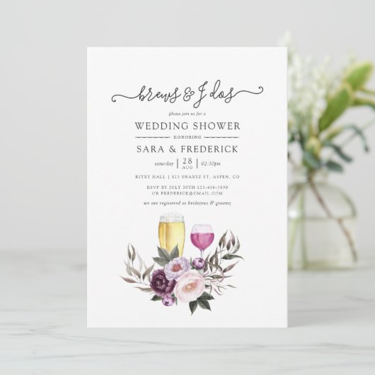 Diepe Fluwelen Bloemige Brouwsels Voor de Huwelijk Kaart (Staand voorkant)