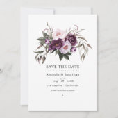 Diepe Fluwelen Bloemige Trouwfoto Save The Date (Voorkant)