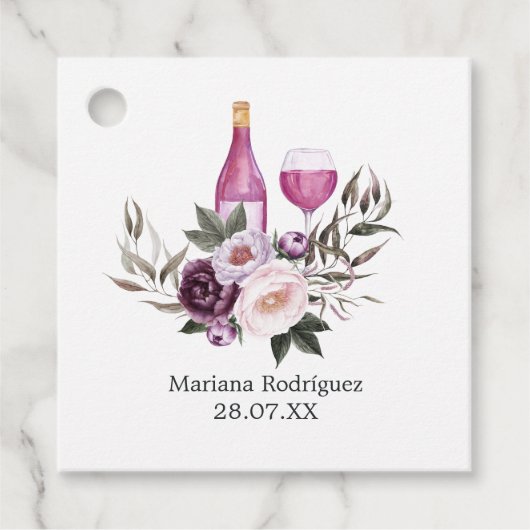Diepe Fluwelen Bloemrijke Bruiloftsdouche  Bedankjes Labels (Voorkant)