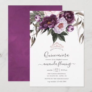 Diepe Fluwelen Bloemstuk Quinceañera Kaart