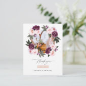 Diepe Fluwelen & Blush Roze Bloemige Trouw Dank Je Briefkaart (Staand voorkant)