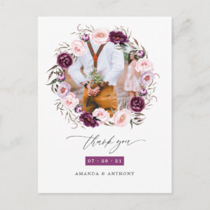 Diepe Fluwelen & Blush Roze Bloemige Trouw Trouw D Briefkaart