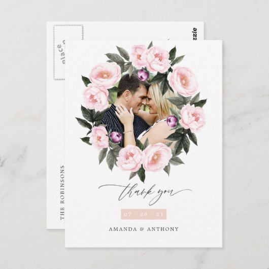 Diepe Fluwelen & Blush Roze Bloemige Trouw Trouw D Briefkaart (Voorkant / Achterkant)