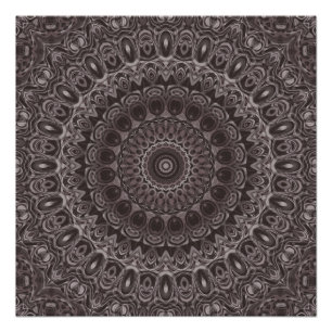 Diepe Fluwelen Waterverf Mandala in Schakeringen v Perfect Poster