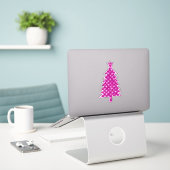Diepe Fuchsia Roze kerstboom met sterren Sticker (Laptop op bureau)