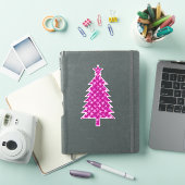 Diepe Fuchsia Roze kerstboom met sterren Sticker (iPad Cover)