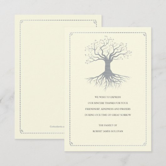 Diepe gebundelde sympathiebevestiging bedankkaart (Voorkant / Achterkant)