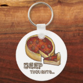Diepe gedachte Pepperoni Deep Dish Pizza Sleutelha Sleutelhanger (Voorkant)
