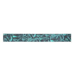 diepe gedachte - zwart en turquoise : satijnen lint