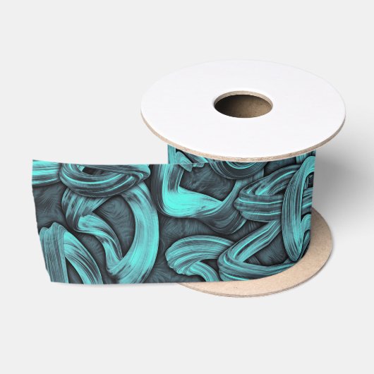 diepe gedachte - zwart en turquoise : satijnen lint (Spoel)