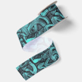 diepe gedachte - zwart en turquoise : satijnen lint (Achterkant)