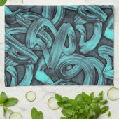 diepe gedachte - zwart en turquoise : theedoek (Gevouwen)