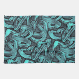 diepe gedachte - zwart en turquoise : theedoek