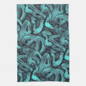 diepe gedachte - zwart en turquoise : theedoek (Verticaal)