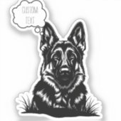 Diepe gedachten: Gepersonaliseerde Duitse Herder L Sticker (Voorkant)