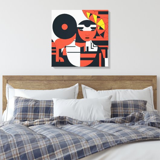 Diepe geometrische kunstabstractie canvas afdruk (Insitu (Slaapkamer))