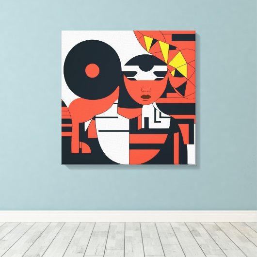 Diepe geometrische kunstabstractie canvas afdruk (Insitu (Houten vloer))