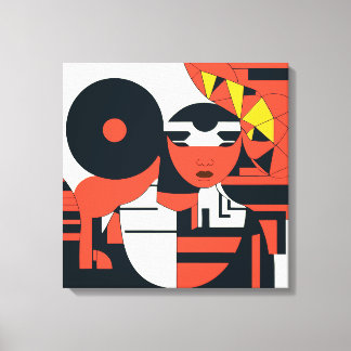 Diepe geometrische kunstabstractie canvas afdruk