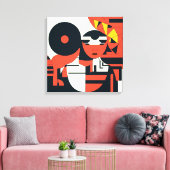 Diepe geometrische kunstabstractie canvas afdruk (Insitu (Woonkamer))