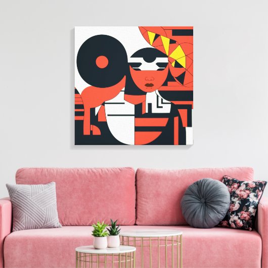 Diepe geometrische kunstabstractie canvas afdruk (Insitu (Woonkamer))