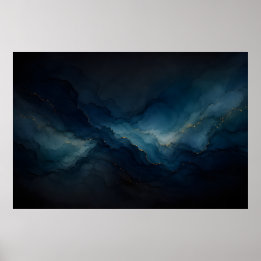 Diepe Getijde Navy Teal Oceaan Abstracte Poster