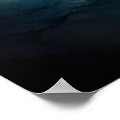 Diepe Getijde Navy Teal Oceaan Abstracte Poster (Hoek)