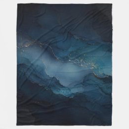 Diepe Getijde Turkoois Goud Oceaan Abstract Fleece Deken