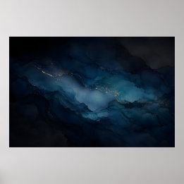 Diepe Getijde Turquoise Goud Oceaan Abstracte Post Poster