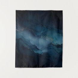 Diepe Getijde Turquoise Goud Oceaan Abstracte Post Wandkleed