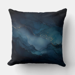 Diepe Getijde Turquoise Goud Oceaan Abstracte Worp Kussen