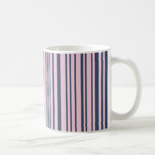 Diepe grijze blauwe en roze strepen koffiemok