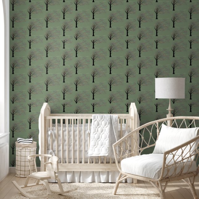 Diepe groene boom wandpapier behang (Kinderen)