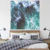 Diepe groene en Turkooise Ocean Water and Zee Wave Canvas Afdruk (Insitu (Slaapkamer))