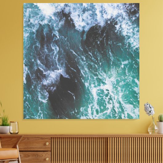 Diepe groene en Turkooise Ocean Water and Zee Wave Canvas Afdruk (Insitu (Woonkamer))