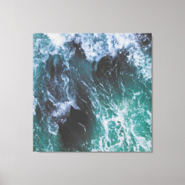 Diepe groene en Turkooise Ocean Water and Zee Wave Canvas Afdruk
