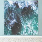 Diepe groene en Turkooise Ocean Water and Zee Wave Canvas Afdruk (Insitu (Houten vloer))