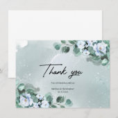 Diepe groene eucalyptusblauwe groente blauwe bloem bedankkaart (Voorkant / Achterkant)