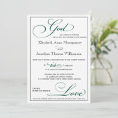 Diepe groene God is Love Christelijk Wedding Kaart (Staand voorkant)