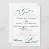 Diepe groene God is Love Christelijk Wedding Kaart (Voorkant / Achterkant)