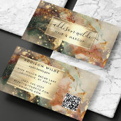 Diepe groene perzik en gouden Waterverf marmer Visitekaartje