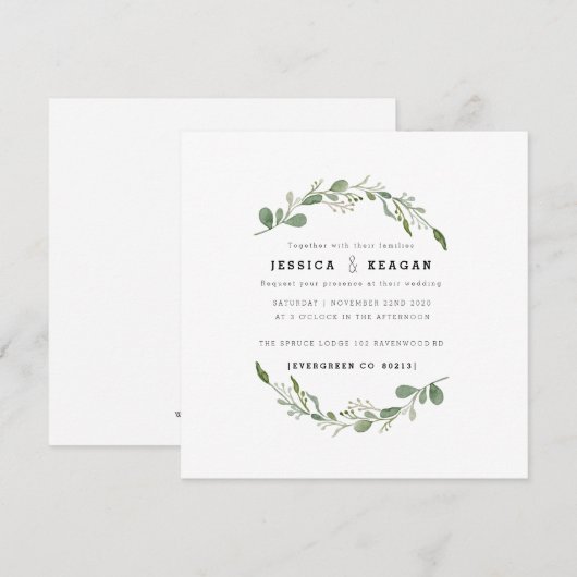 Diepe groene tuin bruiloft uitnodigen kaart (Voorkant / Achterkant)