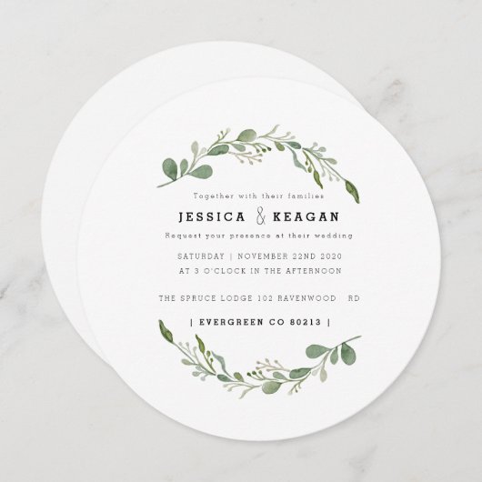 Diepe groene tuin bruiloft uitnodigen kaart (Voorkant / Achterkant)