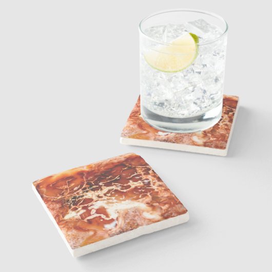 Diepe herfst in steen gebeiteld stenen onderzetter (Zijkant)