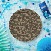 Diepe hout camouflage papieren bordje (Feest)
