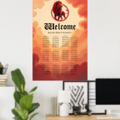 Diepe karmozijnrode gloed – De Leeuw van Brandend Poster (Thuiskantoor)